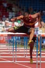 William Sharman in the 110 metres hurdles at the Sainsbury's British Championships, Birmingham.